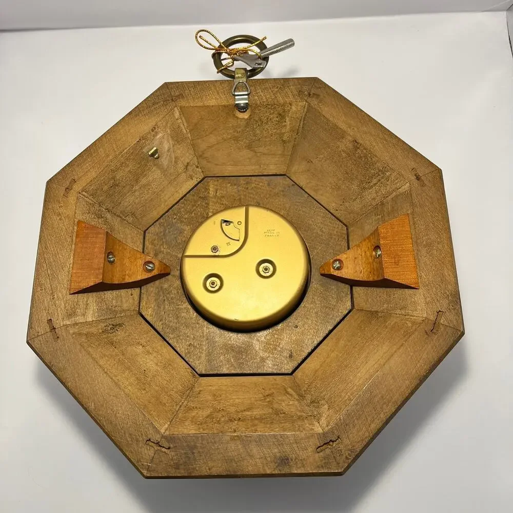 MCM 8 Day Wall Clock In Wooden Octagon Frame Made in France Untested‎